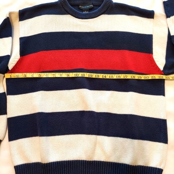 Croft & Barrow Sweater Pullover Long Sleeve Red/White/Navy Stripes Size M - Picture 7 of 9